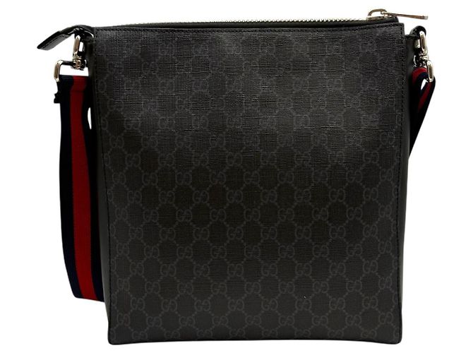 Gucci Borsa a tracolla media GG Supreme Web Stripe Nero - vista 4