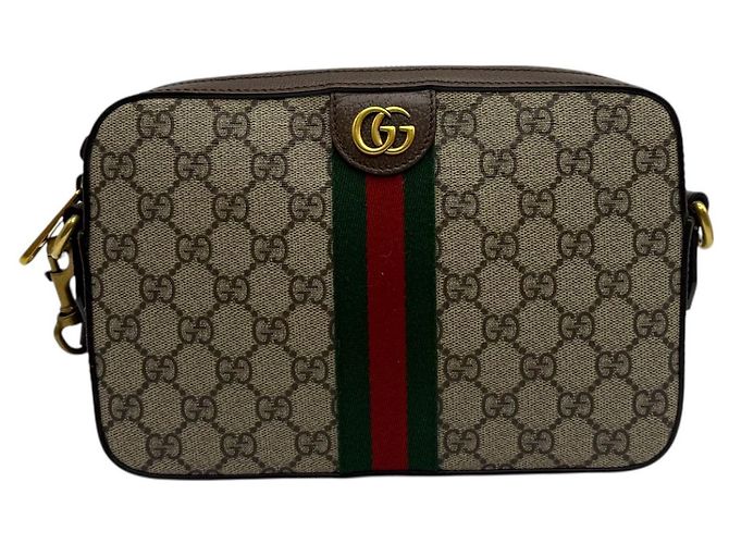 Gucci Bolsa Crossbody Ophidia GG Marrom - vista 3