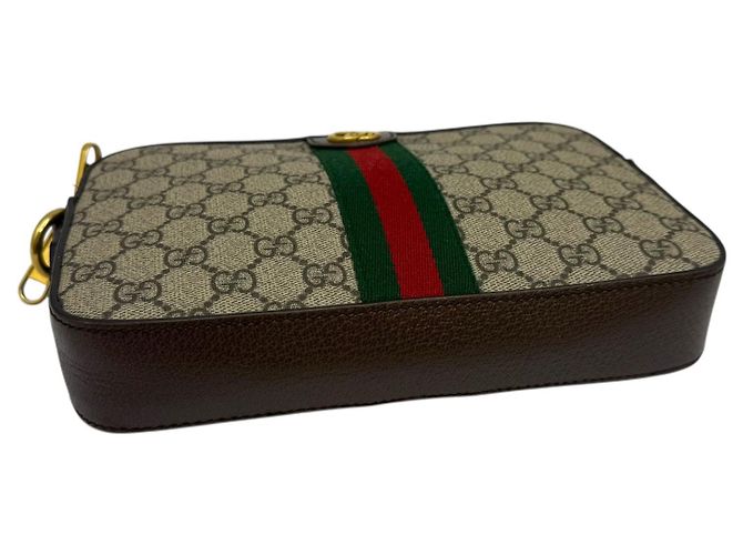 Gucci Bolsa Crossbody Ophidia GG Marrom - vista 6