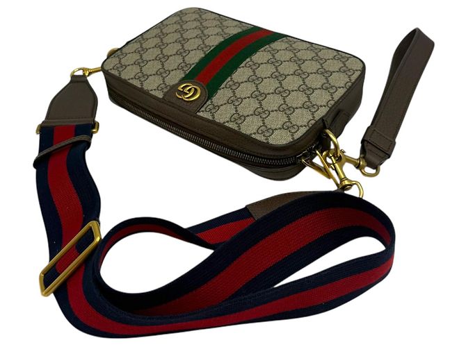 Gucci Bolsa Crossbody Ophidia GG Marrom - vista 7