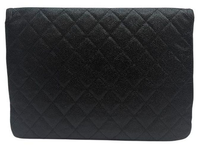 Chanel Clutch a soffietto in caviar cosmetico Nuova Media Nera Nero - vista 4