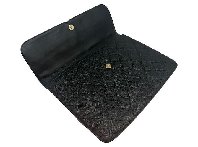 Chanel Clutch a soffietto in caviar cosmetico Nuova Media Nera Nero - vista 6