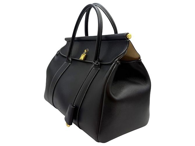 Loro Piana Borsa da camera in pelle di vitello nera Nero - vista 3
