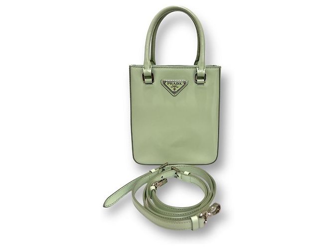 Prada Borsa Mini Tote Spazzolata Menta Verde - vista 6