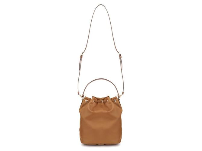 Prada Borsa a secchiello Duet in Re-Nylon Marrone - vista 5