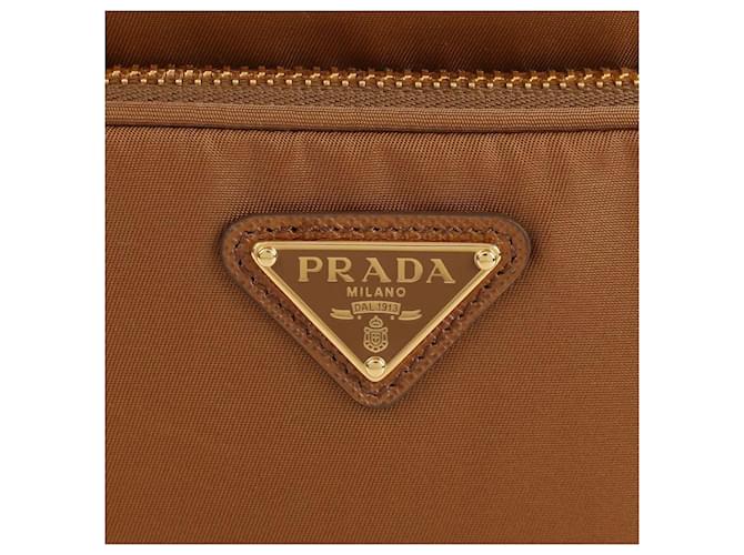 Prada Borsa a secchiello Duet in Re-Nylon Marrone - vista 9