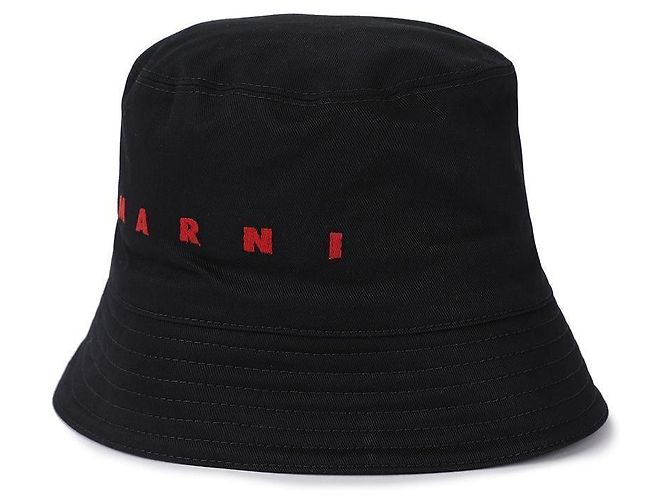 Marni Cappello bucket con logo ricamato Nero - vista 4
