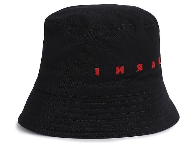 Marni Cappello bucket con logo ricamato Nero - vista 6