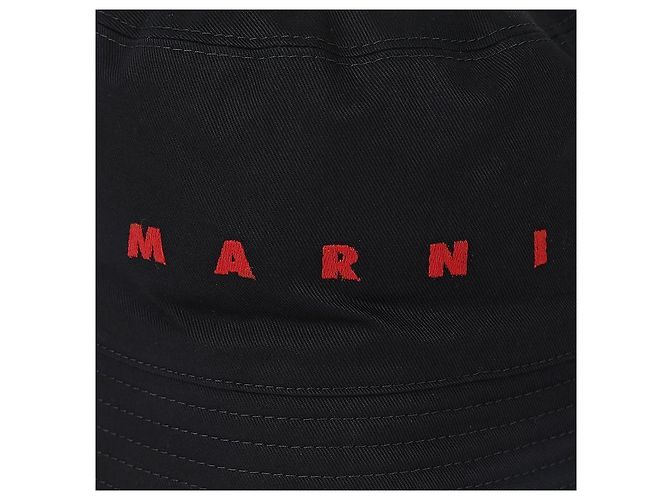 Marni Cappello bucket con logo ricamato Nero - vista 7