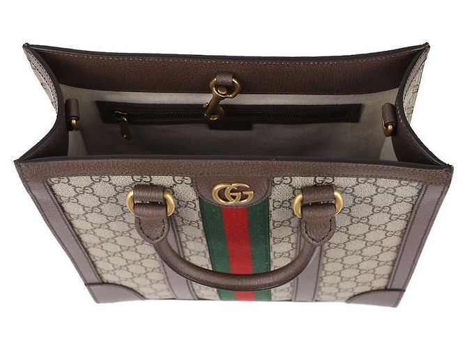 Gucci Supreme Canvas Ophidia Medium Tote Bag Braun - Ansicht 7