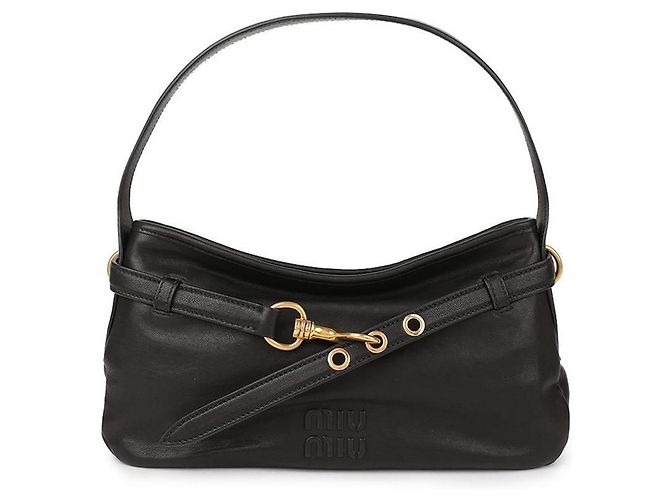 Miu Miu Borsa in pelle nappa avventurina Nero - vista 3