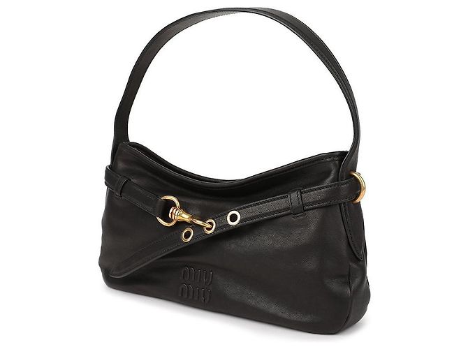 Miu Miu Borsa in pelle nappa avventurina Nero - vista 4
