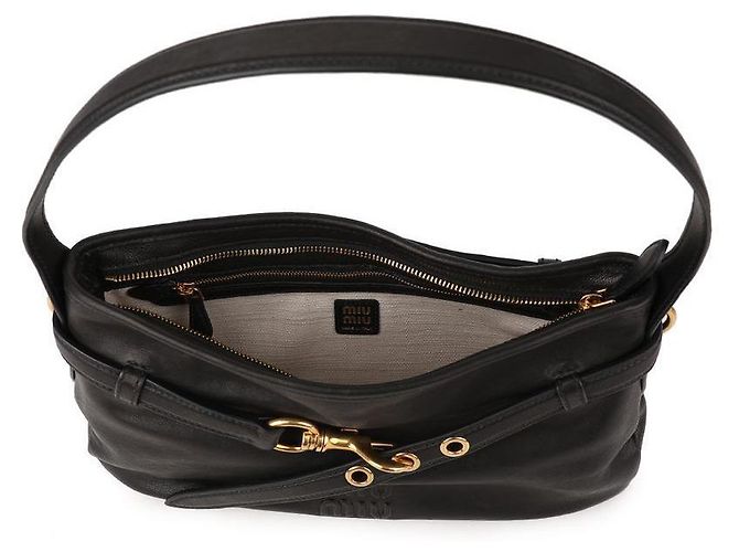Miu Miu Borsa in pelle nappa avventurina Nero - vista 7