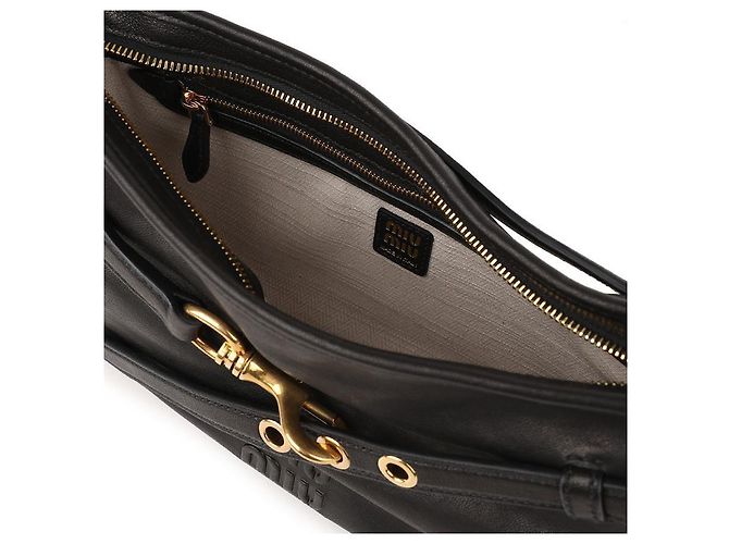 Miu Miu Borsa in pelle nappa avventurina Nero - vista 8