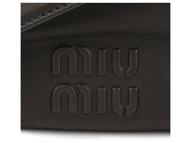 Miu Miu Borsa in pelle nappa avventurina Nero - vista 9