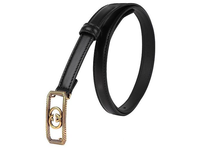 Gucci Cinturón delgado con hebilla entrelazada Negro - vista 4
