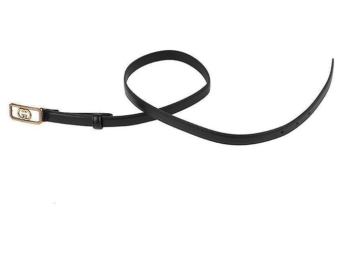Gucci Cinturón delgado con hebilla entrelazada Negro - vista 5