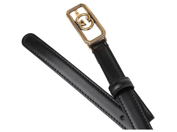 Gucci Cinturón delgado con hebilla entrelazada Negro - vista 6