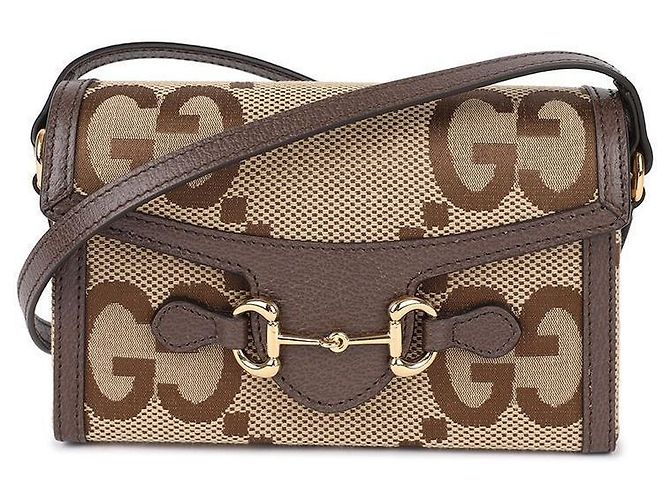 Gucci Mini borsa da uomo Horsebit Jumbo GG Marrone - vista 3