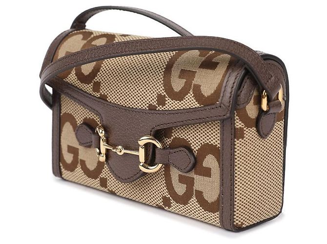 Gucci Mini borsa da uomo Horsebit Jumbo GG Marrone - vista 4