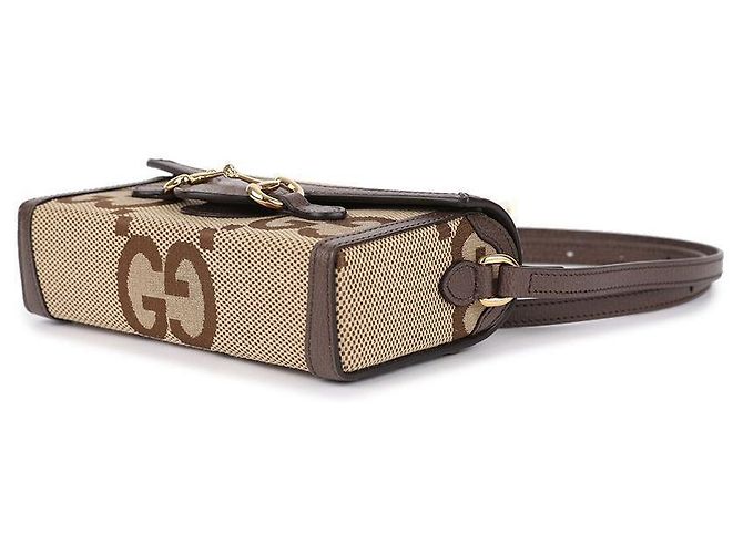 Gucci Mini borsa da uomo Horsebit Jumbo GG Marrone - vista 6