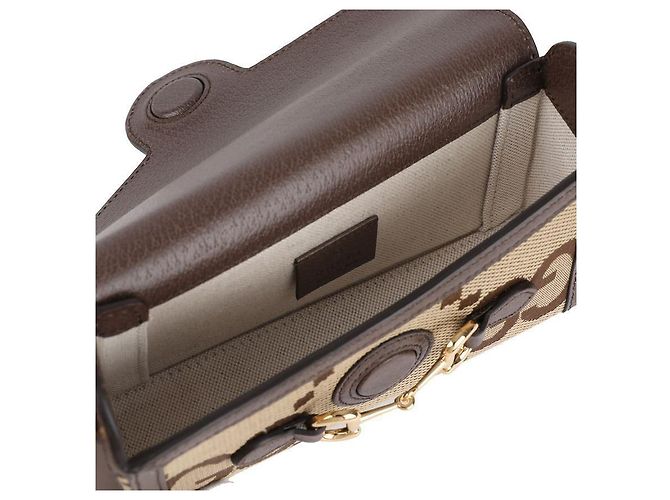 Gucci Mini borsa da uomo Horsebit Jumbo GG Marrone - vista 8