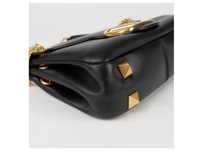 Valentino Borsa a tracolla incrociata con catena borchiata e logo Nero - vista 10