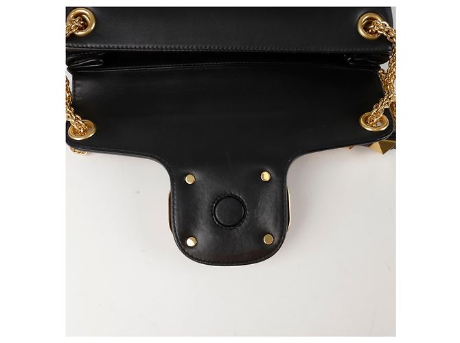 Valentino Borsa a tracolla incrociata con catena borchiata e logo Nero - vista 12