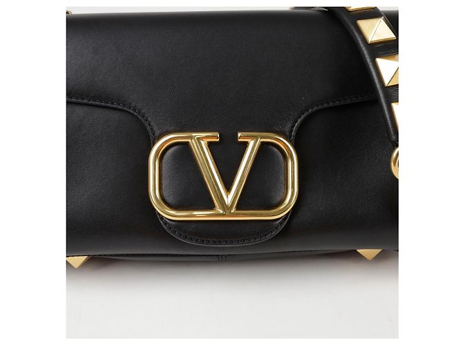 Valentino Borsa a tracolla incrociata con catena borchiata e logo Nero - vista 2