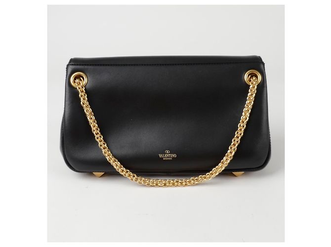 Valentino Borsa a tracolla incrociata con catena borchiata e logo Nero - vista 3