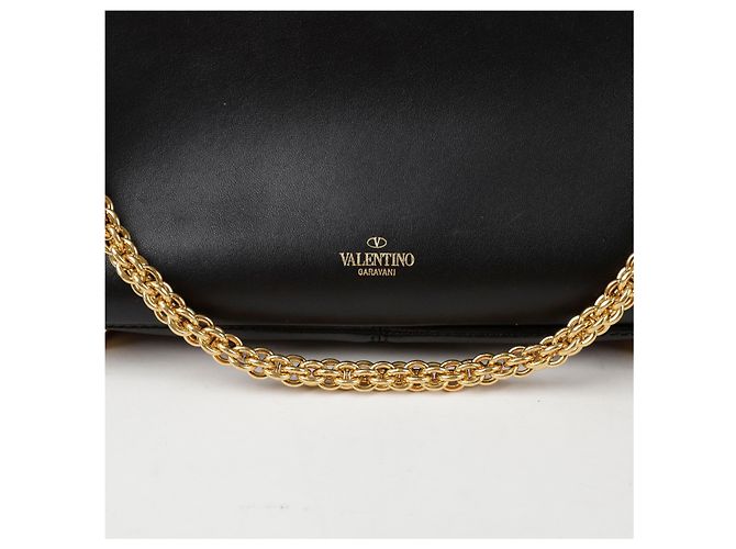 Valentino Borsa a tracolla incrociata con catena borchiata e logo Nero - vista 5