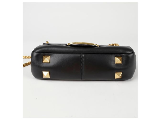 Valentino Borsa a tracolla incrociata con catena borchiata e logo Nero - vista 7