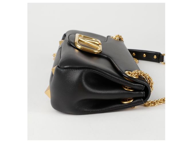 Valentino Borsa a tracolla incrociata con catena borchiata e logo Nero - vista 8