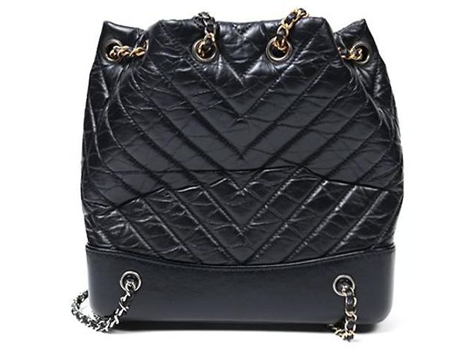 Chanel Schwarzer Chevron Gabrielle Rucksack - Ansicht 3