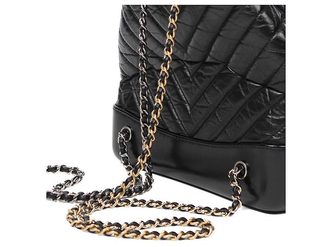 Chanel Schwarzer Chevron Gabrielle Rucksack - Ansicht 8
