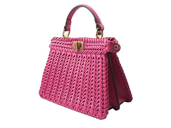 Fendi Mini Peekaboo oro intrecciato viola e borsa a tracolla Porpora - vista 2