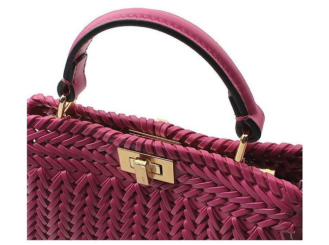 Fendi Mini Peekaboo oro intrecciato viola e borsa a tracolla Porpora - vista 7