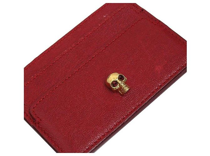 Alexander Mcqueen Porta tarjetas de oro rojo con calavera Roja - vista 4