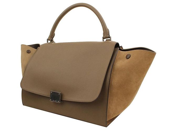 Céline Borsa tote e a spalla Trapeze verde taupe - vista 2