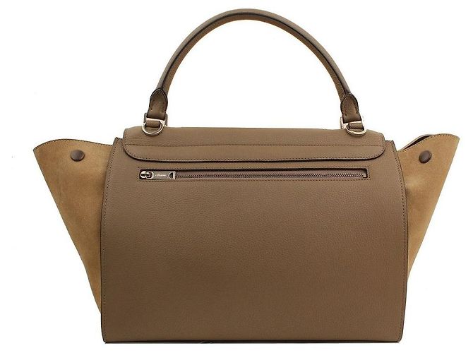 Céline Borsa tote e a spalla Trapeze verde taupe - vista 3