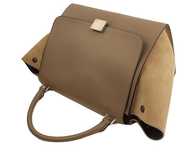 Céline Borsa tote e a spalla Trapeze verde taupe - vista 4