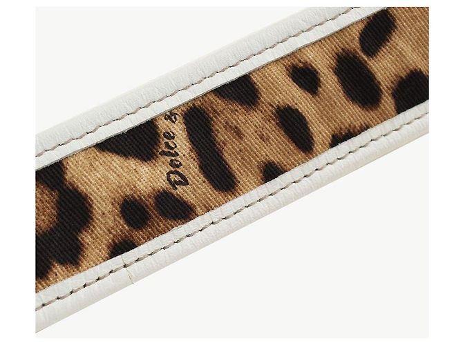 Dolce & Gabbana White Leopard Pattern Silver Buckle Belt - view 4
