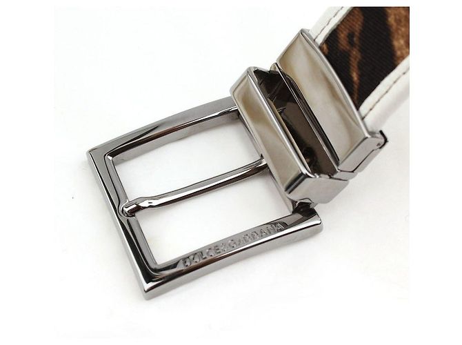 Dolce & Gabbana White Leopard Pattern Silver Buckle Belt - view 5