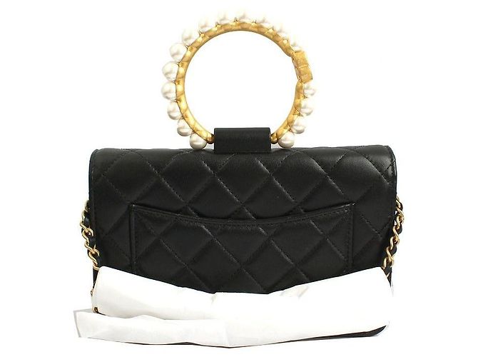 Chanel Borsa a tracolla WOC con manico in perle in tono oro nero - vista 3