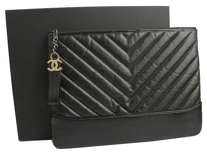 Chanel Clutch Gabrielle Medio Vintage Nero - vista 7
