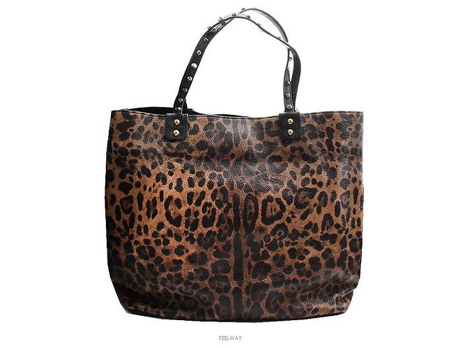 Dolce & Gabbana Gran Bolsa Shopper de Cuero con Estampado de Leopardo Multicolor - vista 3