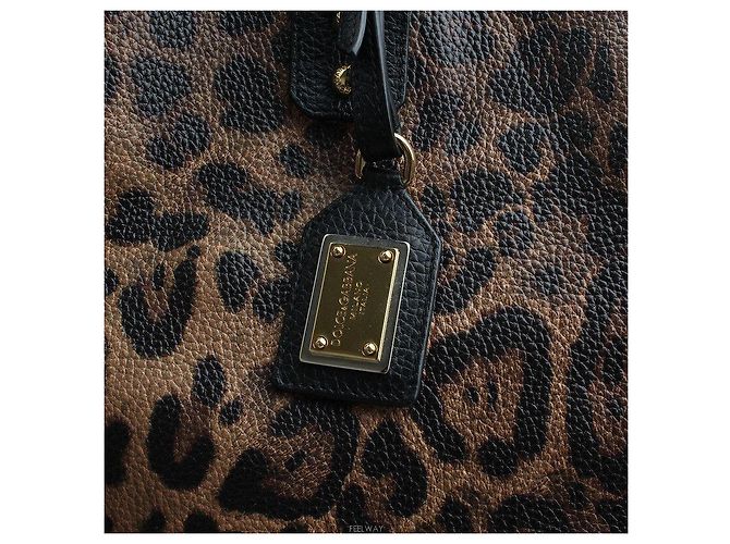 Dolce & Gabbana Gran Bolsa Shopper de Cuero con Estampado de Leopardo Multicolor - vista 6