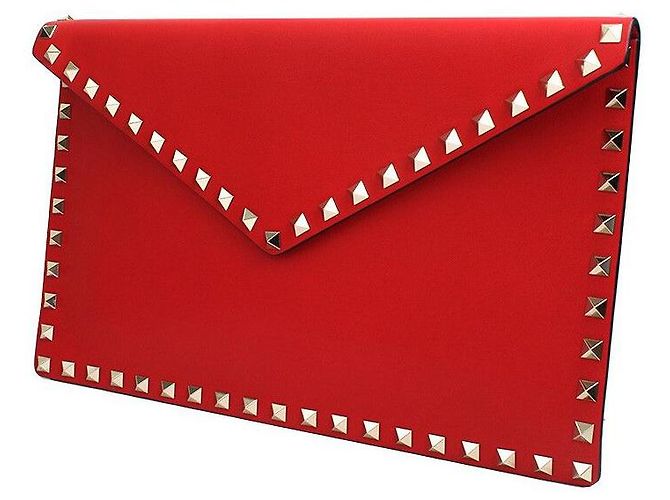 Valentino Borsa Clutch Rossa con Borchie Argento Rosso - vista 2