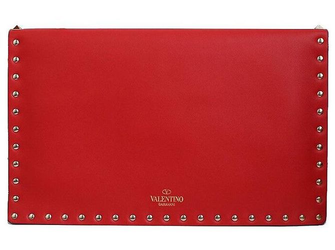 Valentino Borsa Clutch Rossa con Borchie Argento Rosso - vista 3