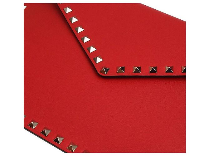 Valentino Borsa Clutch Rossa con Borchie Argento Rosso - vista 5